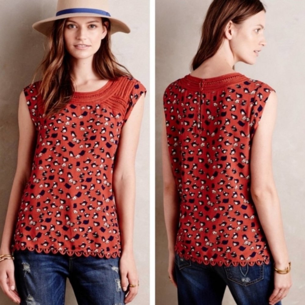 Anthropologie Meadow Rue Sanna Bird print Top